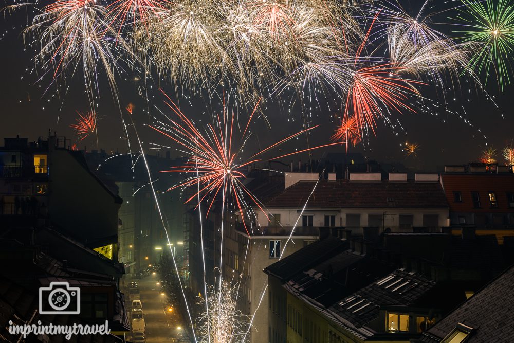 Feuerwerk Silvester Wien Bildgestaltung