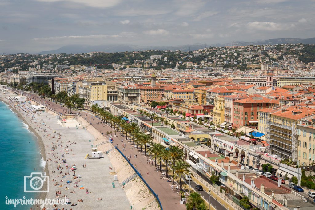 Nizza Ausblick vom Schlosshügel auf die Promenade des Anglais