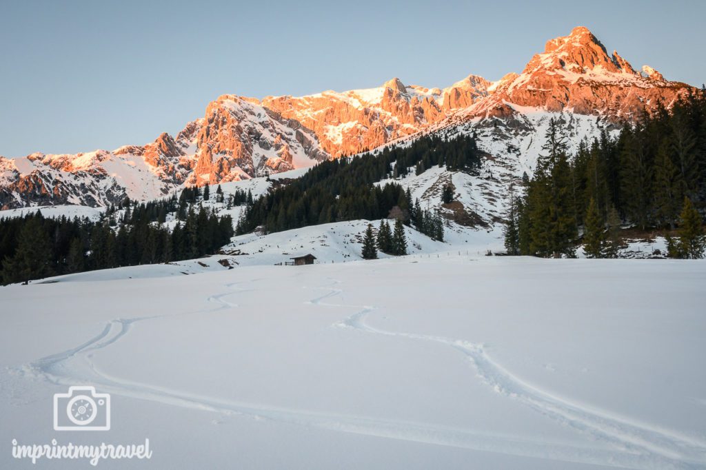 Skifahren am Hochkönig Sonnenuntergang